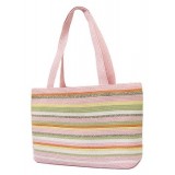 Straw Shopping Tote Bags - Multi Stripes - Pink - BG-ST124PK